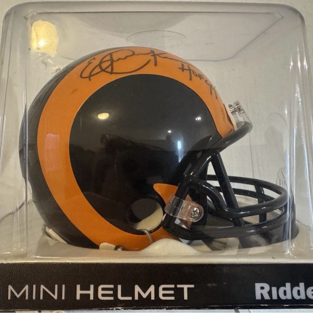 Eric Dickerson Signed HOF 99' Throwback Rams Mini Helmet JSA Certified - Picture 2 of 6